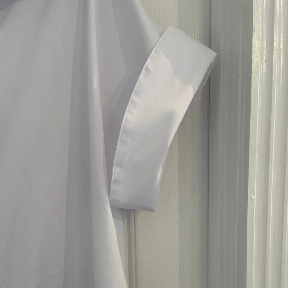 Elegant White Women's Button Down Shirt - Picture 3 of 7